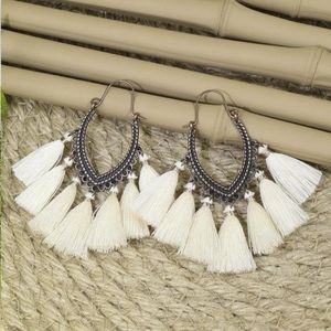 White Antique Bronze Earrings